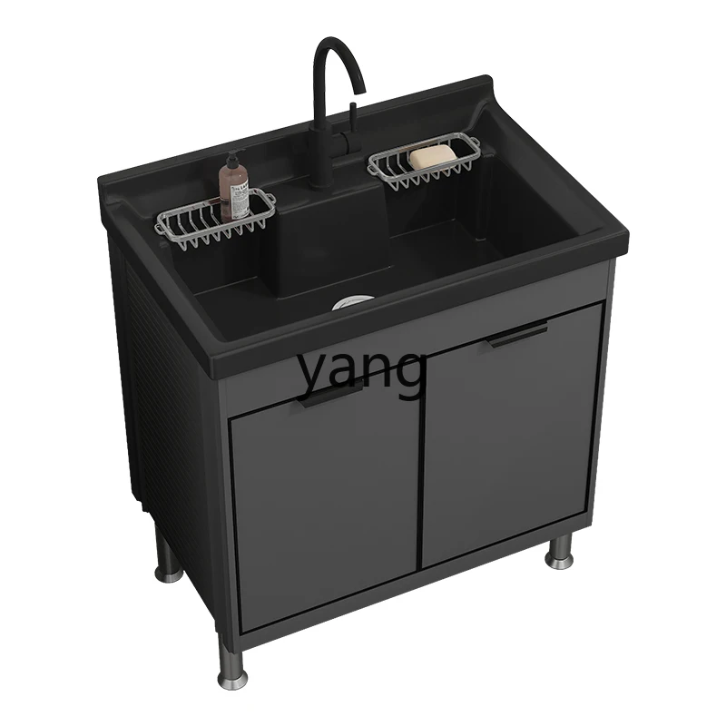 Mueble de lavandería de aluminio con pila cerámica para balcón - imagen 2