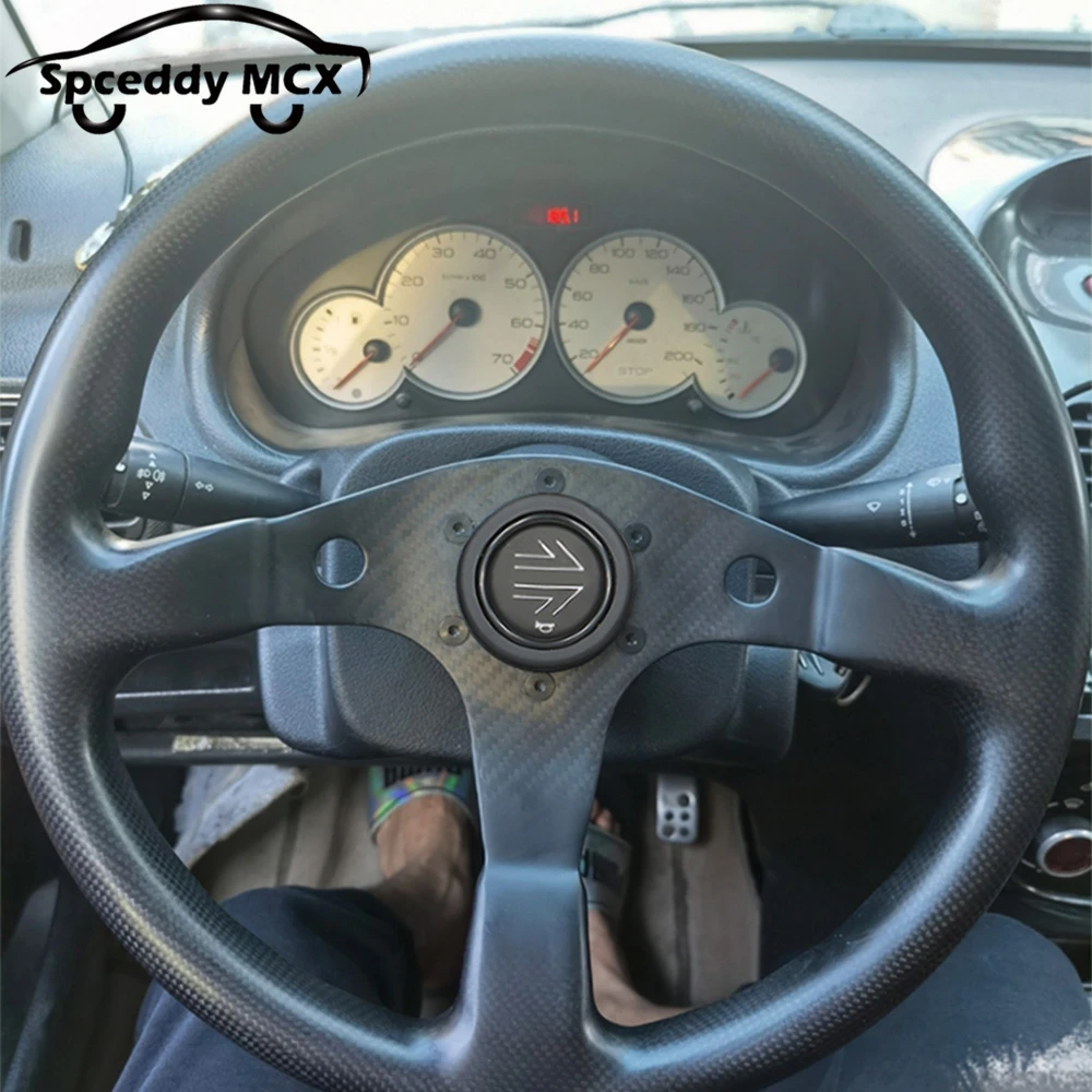 Volante carreras fibra carbono 350mm plano mate