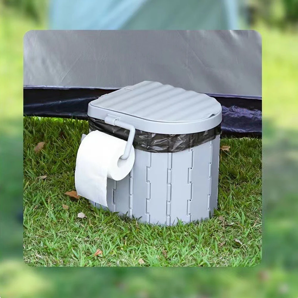 Inodoro portatil plegable con tapa para coche y camping de viaje - imagen 2