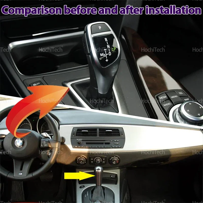 Palanca de cambios LED en cuero PU negro para BMW Z4 E85-E86 2003-2008 - imagen 3