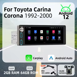 Autoradio inalámbrico Carplay 6,86 "1Din Radio Android Multimedia para coche Toyota Carina Corona 1992-2000 unidad principal estéreo GPS
