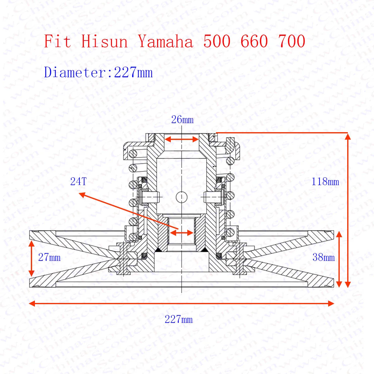 Tapa de embrague secundaria Massimo Moto 500/700 – Hisun HS500/HS700 - imagen 4