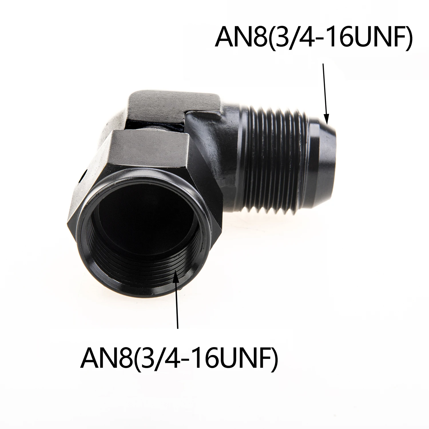 Racor angular 90° AN macho a hembra aluminio combustible aceite - imagen 4