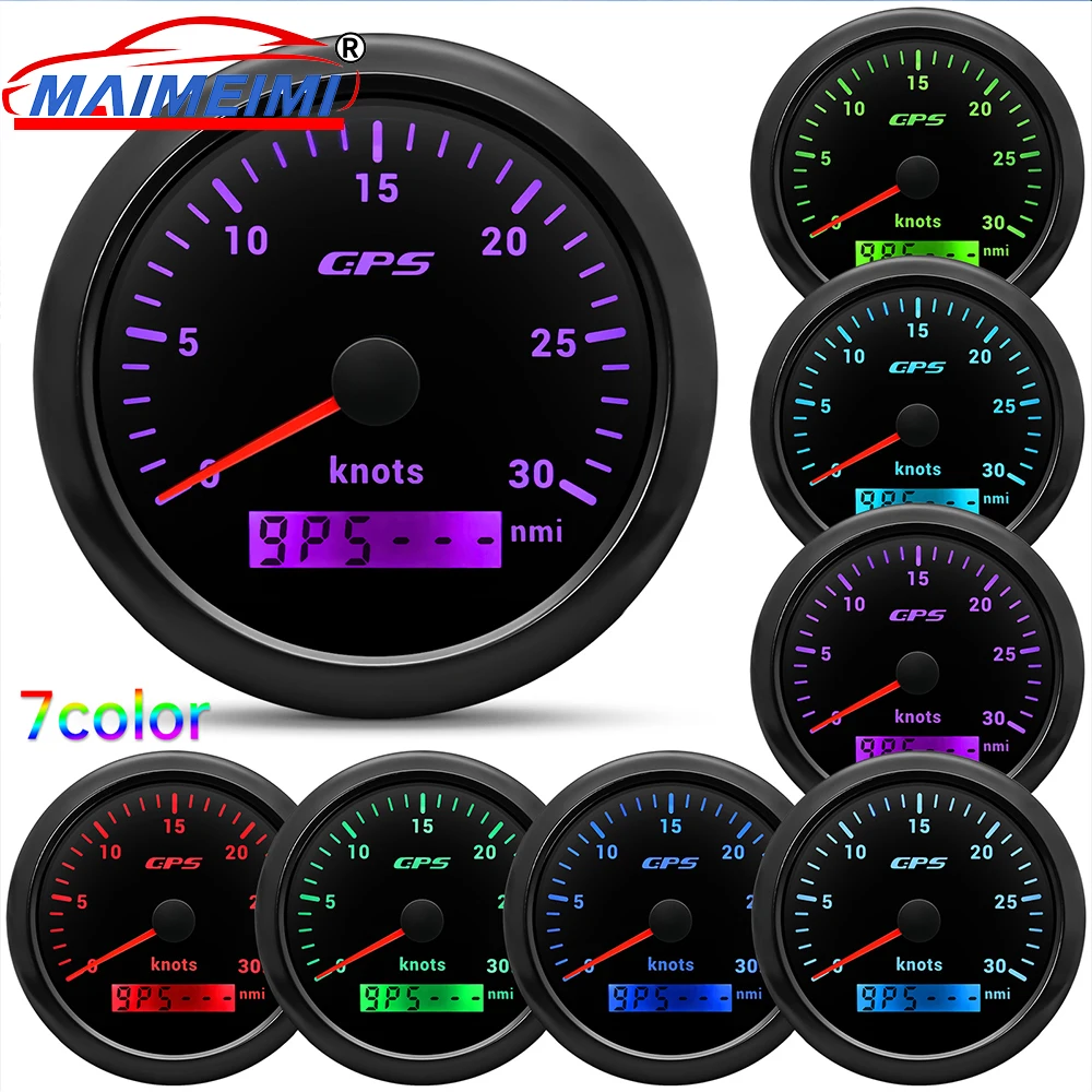 Velocímetro GPS 85 mm con odómetro y retroiluminación de 7 colores