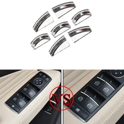 7 Uds. Pegatina cromada para botón de elevación de ventana de puerta de coche, lentejuelas para Mercedes Benz E W212 C W204 GLK X204 ML GL W166 X166, accesorios