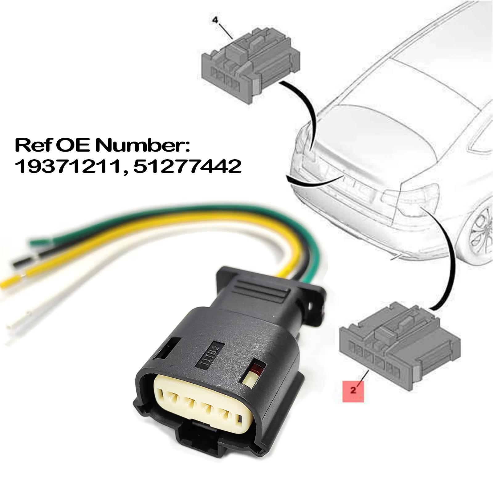 Para Holden Opel Vauxhall Astra K Mk7 BK BL 2015-2021 lámpara de luz trasera conector de 4 pines enchufe en espiral cableado precableado 19371211 - imagen 5