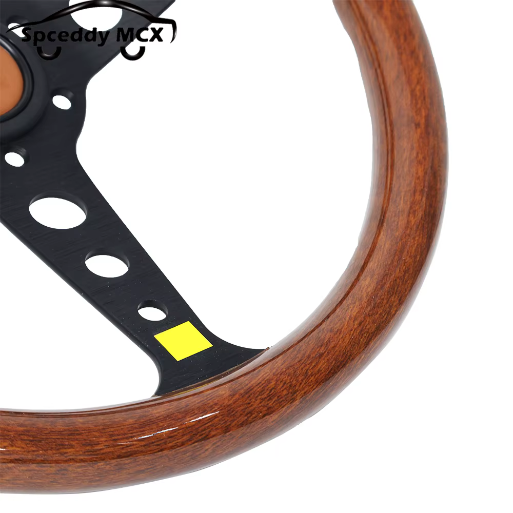 Volante deportivo Indy de madera veteada de 350 mm, estilo JDM - imagen 5
