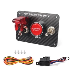 Panel LED fibra de carbono con 3 interruptores 12V y botón arranque universal