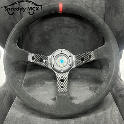 Volante racing deep dish 350mm piel-carbono rojo Compatible BMW E46 Golf MK5
