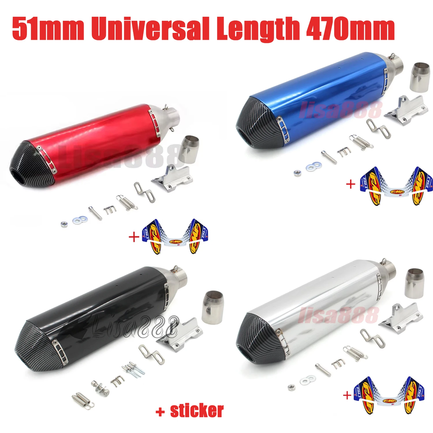 Silenciador escape universal FMF 4T con DB Killer – 51mm x 470mm