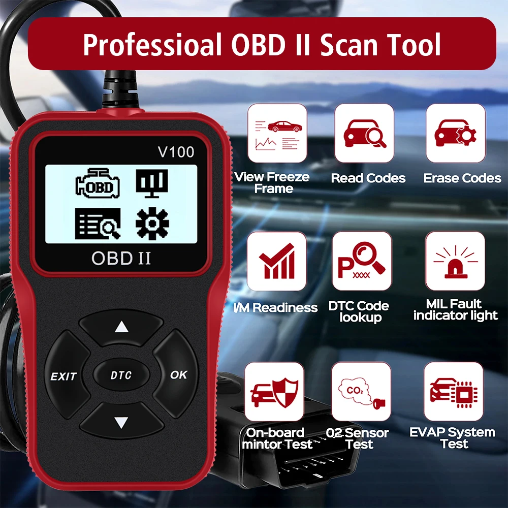 Lector de códigos OBD2 V100 universal con pantalla digital - imagen 2