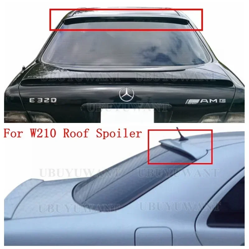 Para Benz W210 Spoiler 1996-2002 W210 Clase E200 E260 E55 E63 Material de fibra de carbono alerón trasero de coche Color alerón de techo trasero - imagen 5
