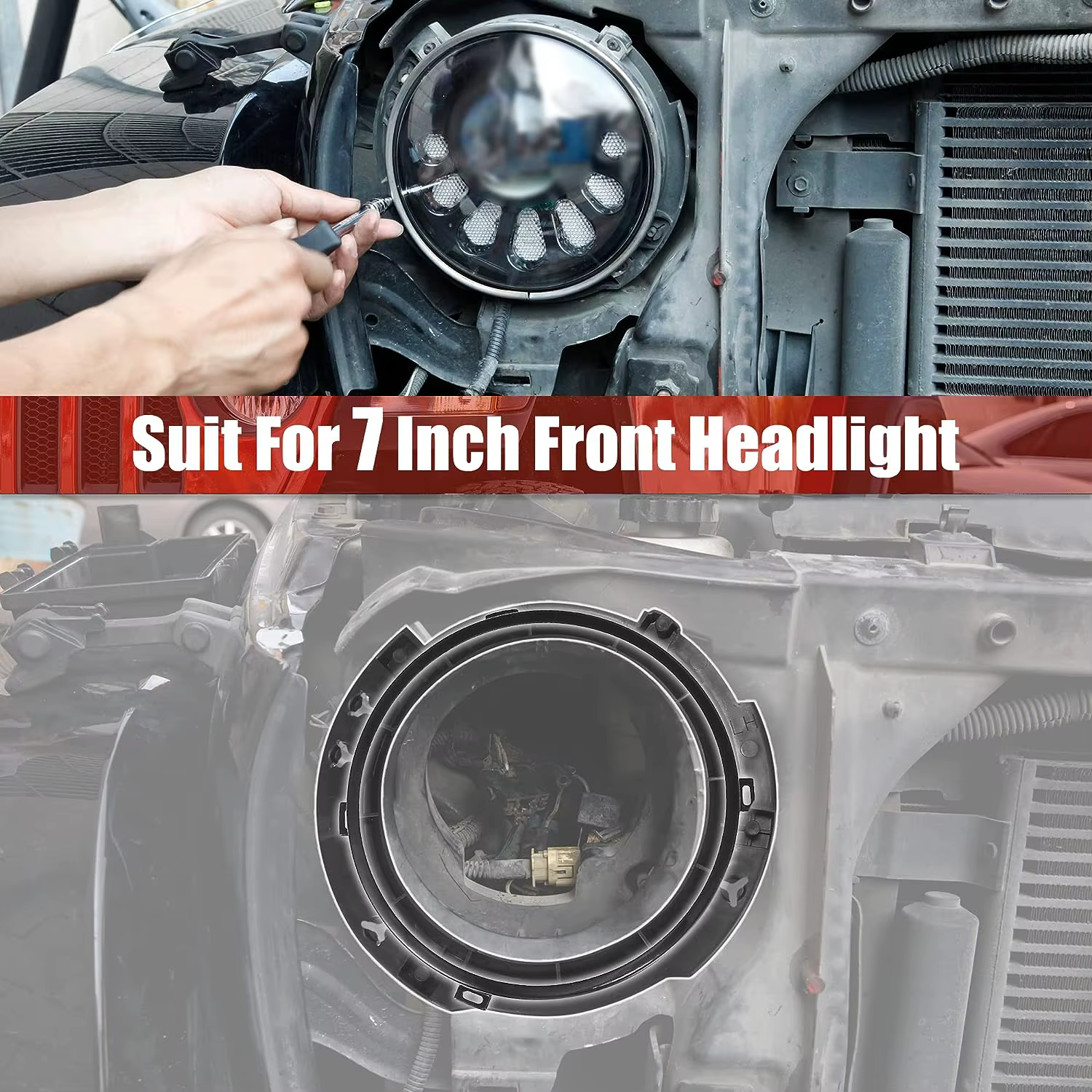 Aro soporte metálico para faro LED 7" – Jeep Wrangler JK 07-17 - imagen 3