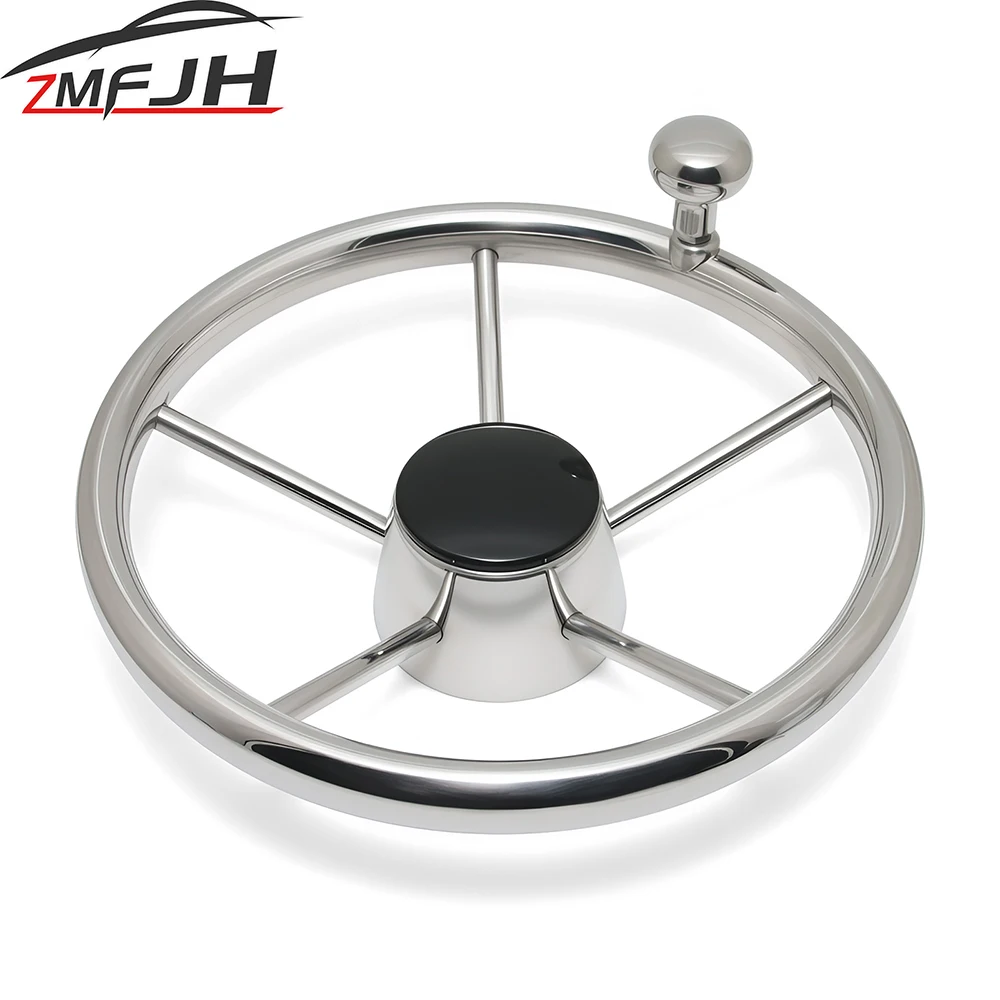Volante acero inoxidable 5 radios pulido 11'' universal