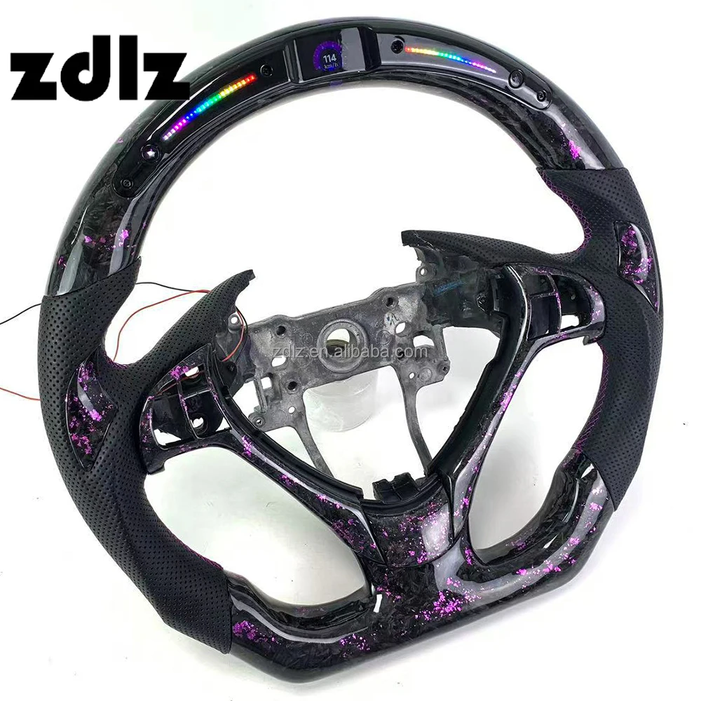 Volante de fibra de carbono forjado púrpura con LED – Acura TLX/MDX - imagen 2