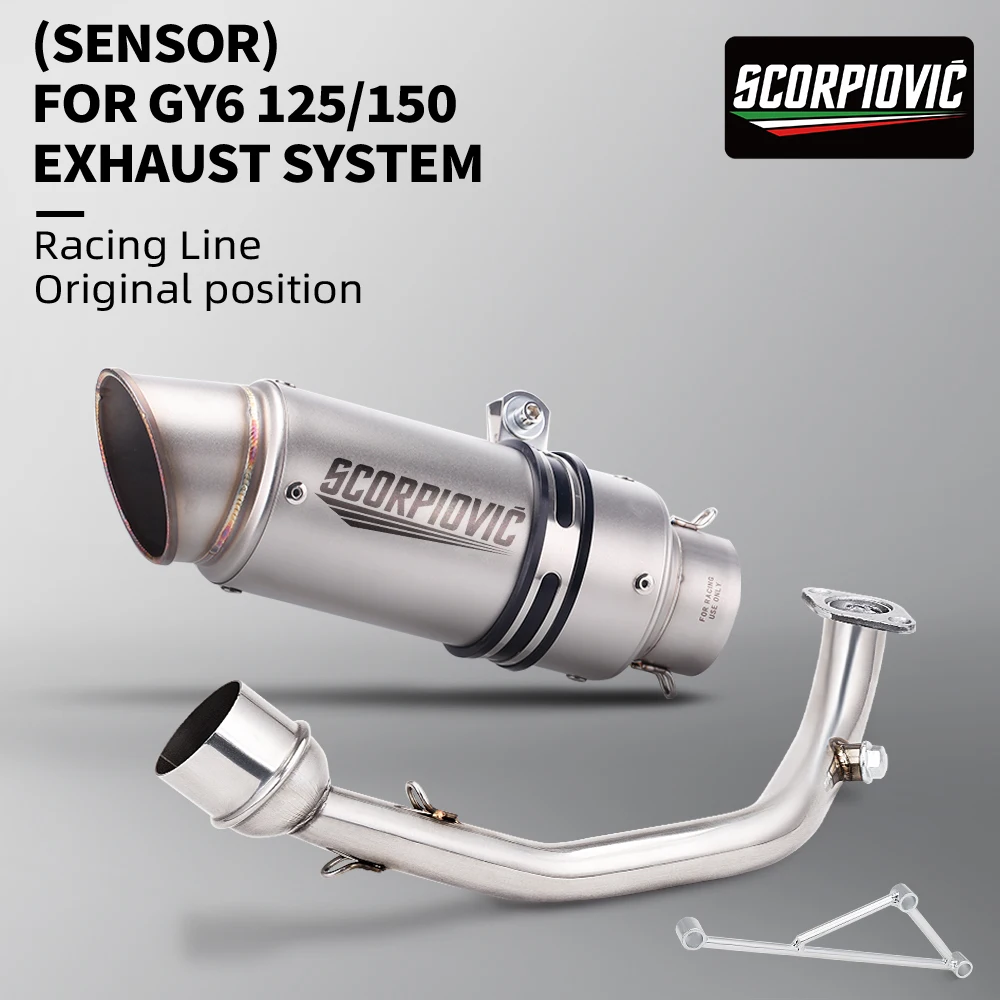 Escape completo para moto GY6 125/150 con silenciador de 51 mm