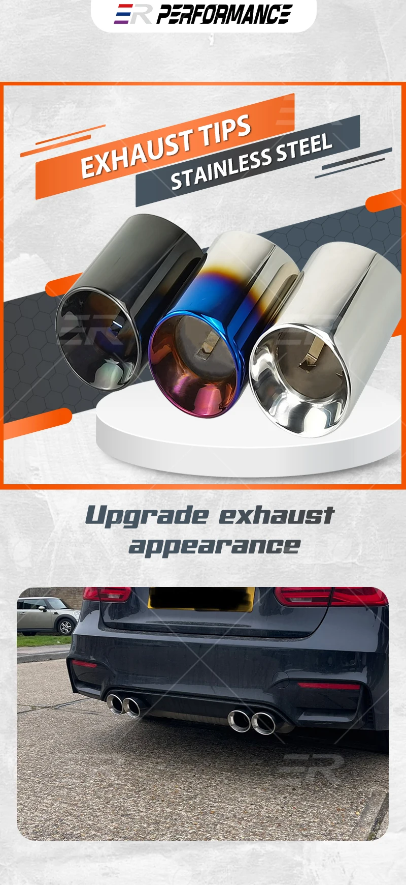 Puntas de escape de acero inoxidable SUMSOO para BMW