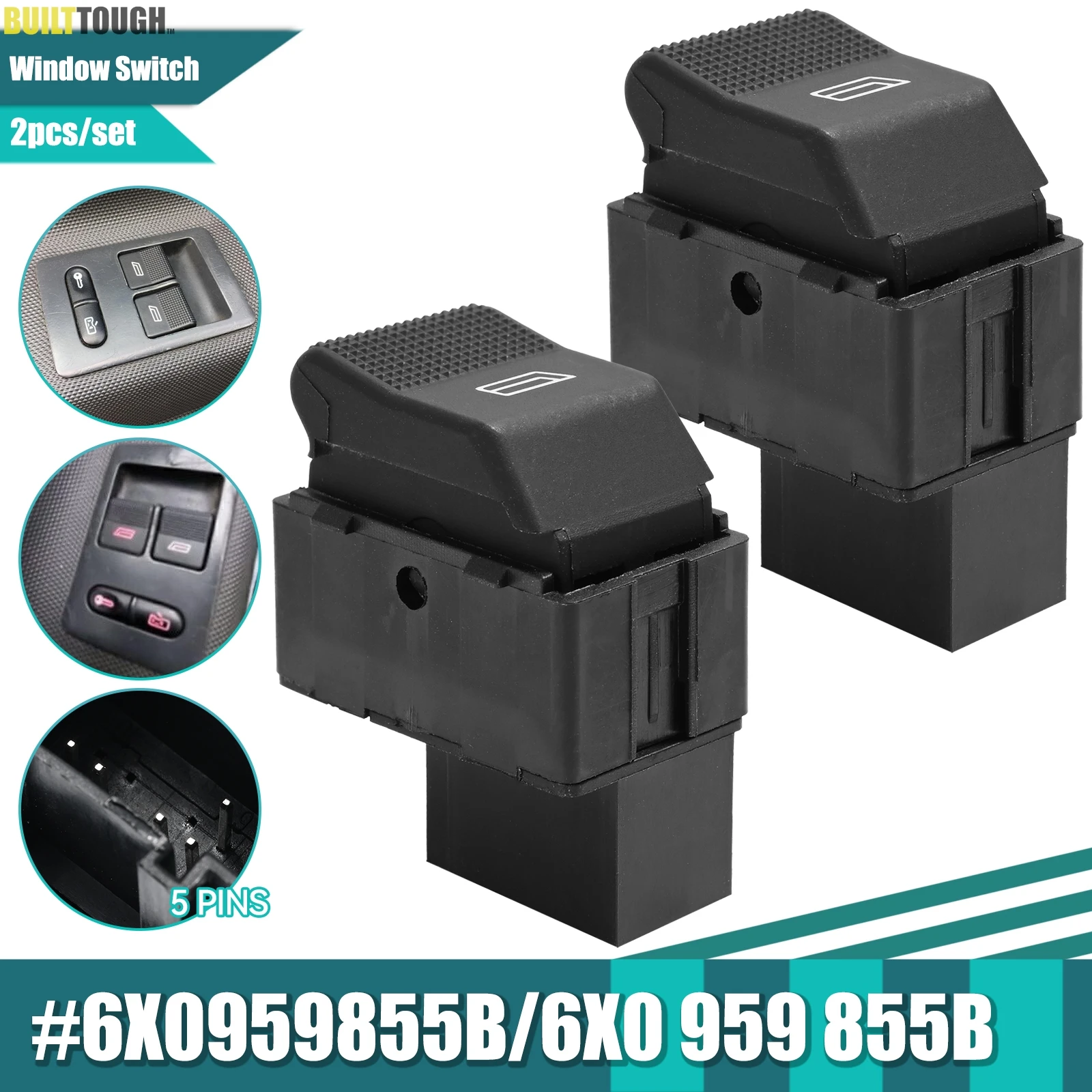 6X0959855B Interruptor elevalunas VW Polo 6N2, Lupo y Seat Ibiza