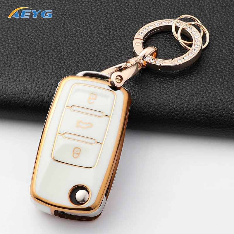 Funda de TPU para llave de coche, carcasa completa para Volkswagen, VW, Bora, Polo, Tiguan, Jetta Passat, B5, B6, B7, Golf Beetle, Skoda, Octavia - imagen 2