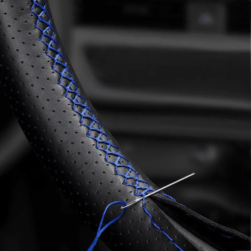 Funda volante microfibra cosida a mano para Mercedes AMG A45 C43 C63 - imagen 4