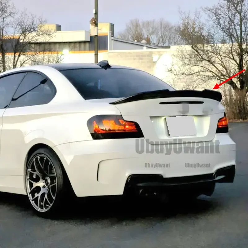 Para BMW Serie 1 E82 1M Coupe 2008-2012 ABS alerón trasero ala de coche con apariencia de carbono alerón de cubierta trasera negro brillante - imagen 4