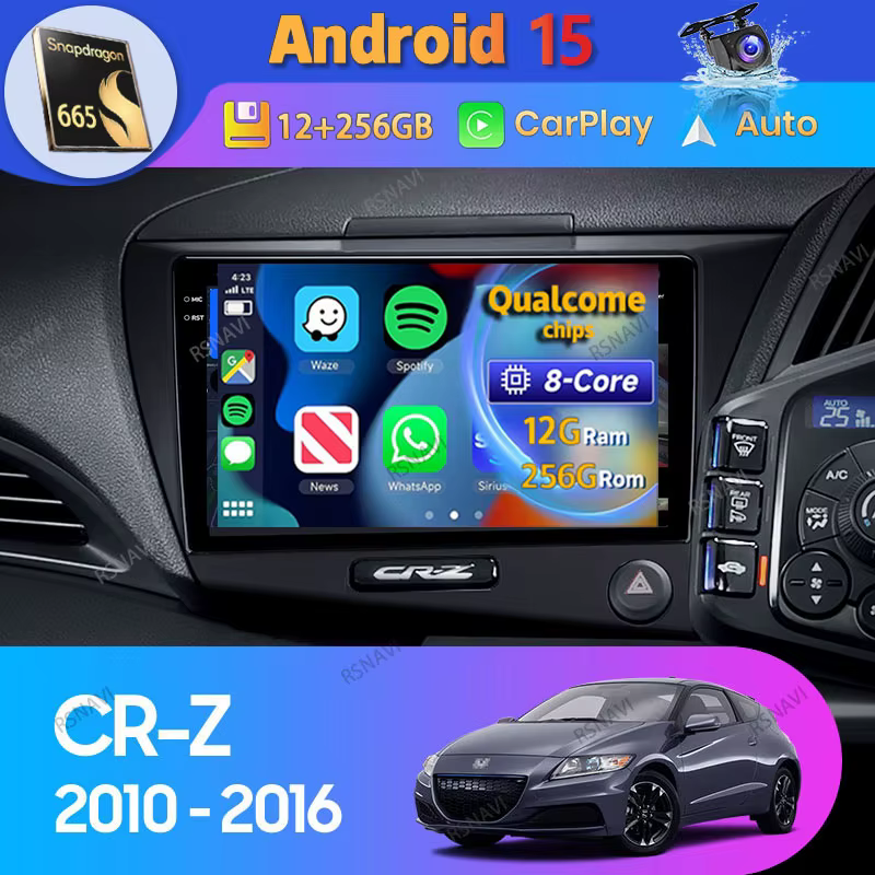 Radio 2DIN Android 15 con CarPlay y GPS para Honda CR-Z 2010-2016