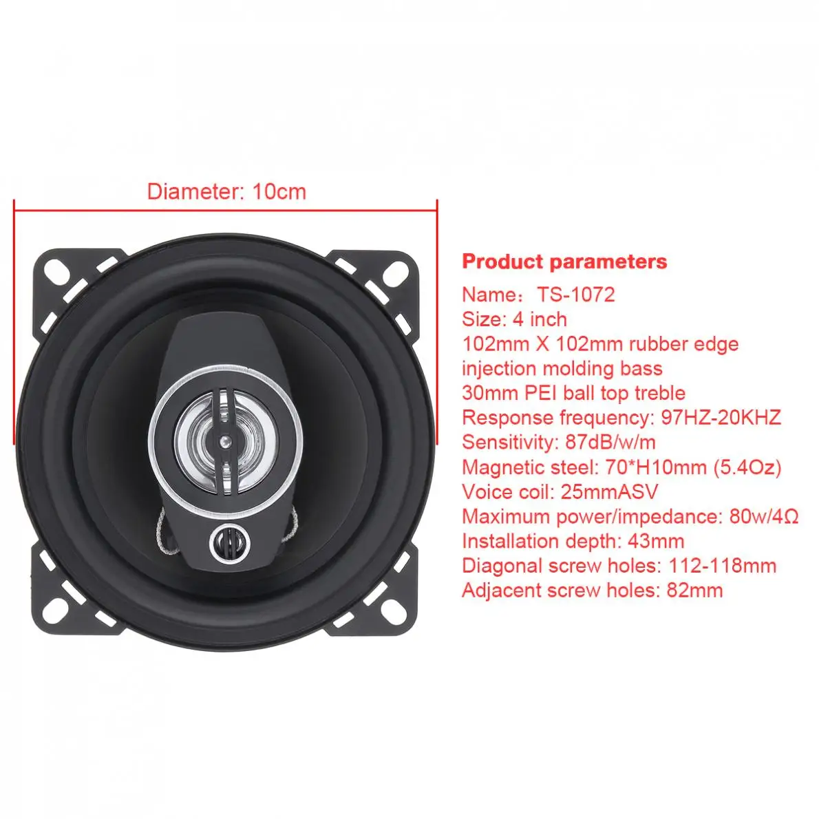 Altavoces coaxiales para coche de 10 cm de alta fidelidad - imagen 3