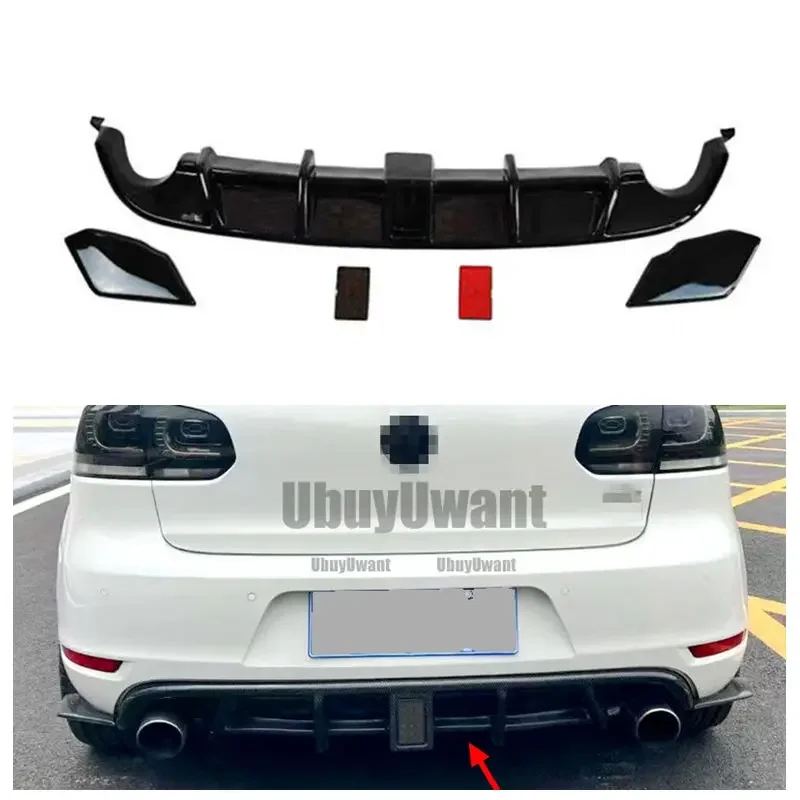 Difusor trasero Golf MK6 GTI negro brillante con divisor 2008-2013 - imagen 2