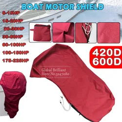 Cubierta motor fueraborda 420D impermeable 6-225HP anti-viento roja
