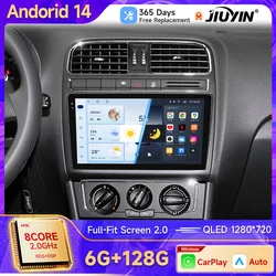 Radio 2 DIN JIUYIN con Android Auto y CarPlay para VW Polo Sedan