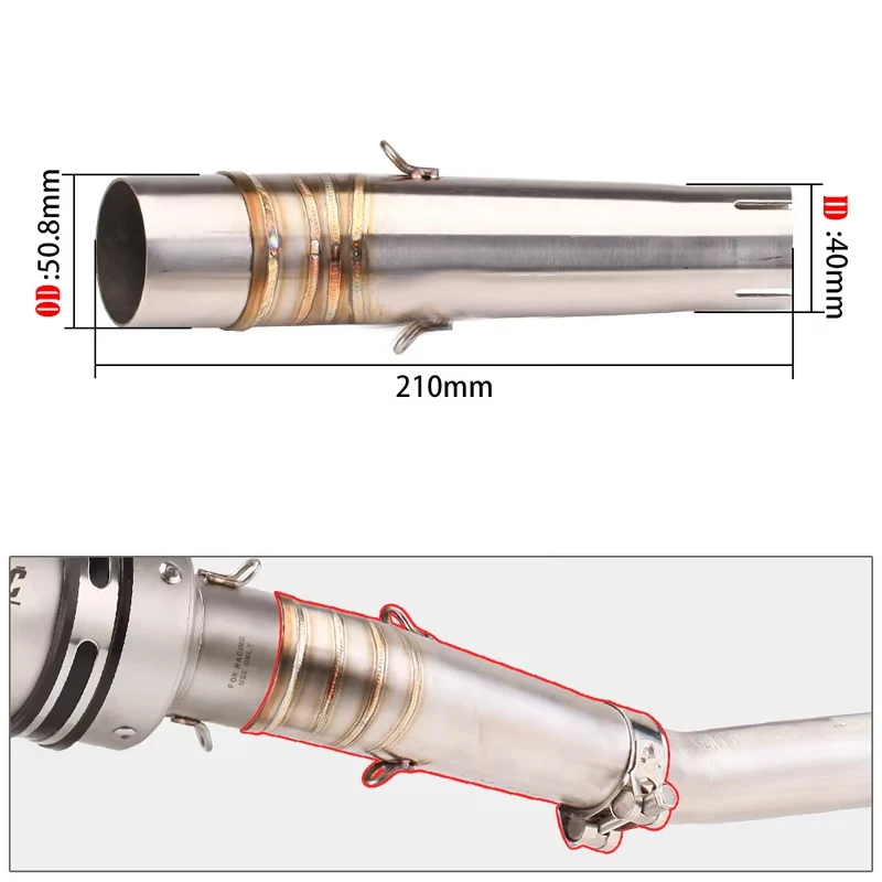 Interfaz de 51mm, tubo de Escape antideslizante para motocicleta, tubo de enlace medio para Honda NC750 NC 700 750 NC700 2012-2023 - imagen 2