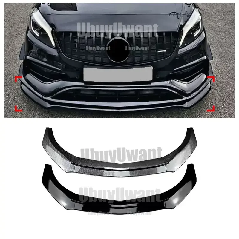 Parachoques Mercedes-Benz Clase A W176 labio negro o fibra de carbono - imagen 2