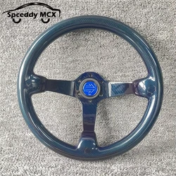 Volante deportivo fibra de carbono 340mm deep dish azul – Universal racing