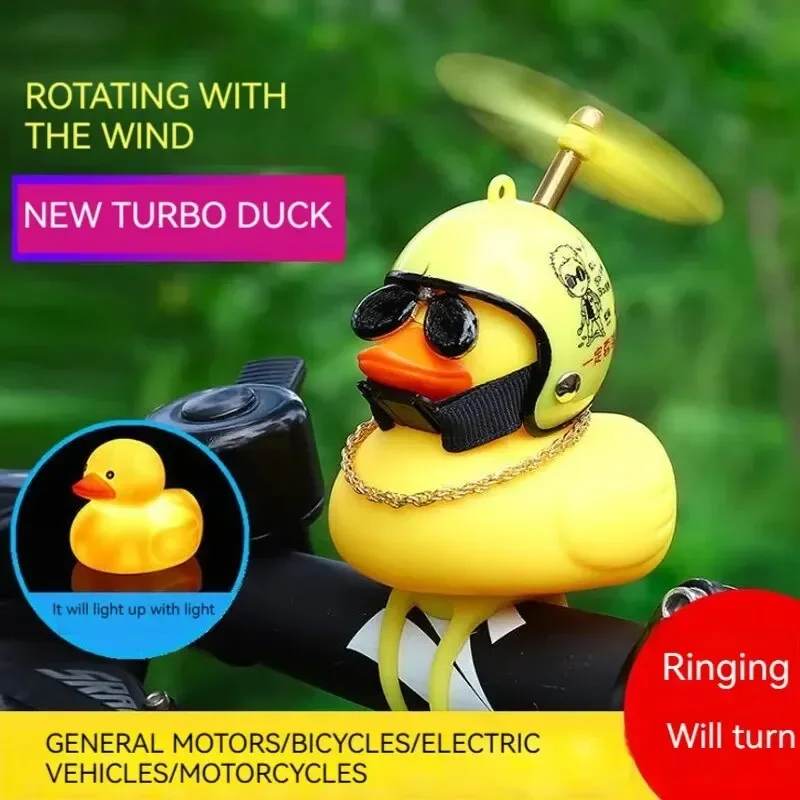 Adorno de manillar para moto: pato de goma con casco y luces - imagen 2
