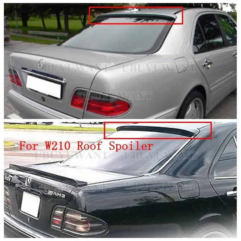 Para Benz W210 Spoiler 1996-2002 W210 Clase E200 E260 E55 E63 Material de fibra de carbono alerón trasero de coche Color alerón de techo trasero - imagen 2