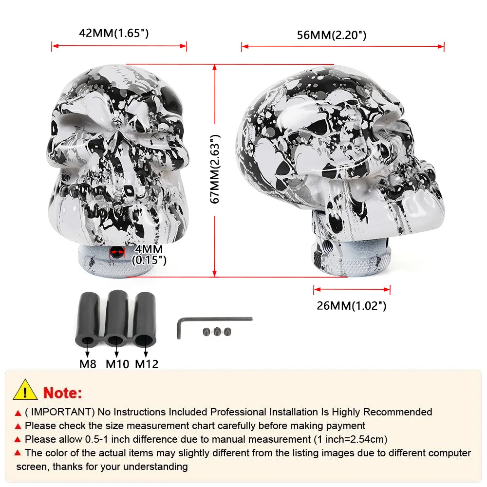 Pomo de cambio universal manual con calavera para coche - imagen 3