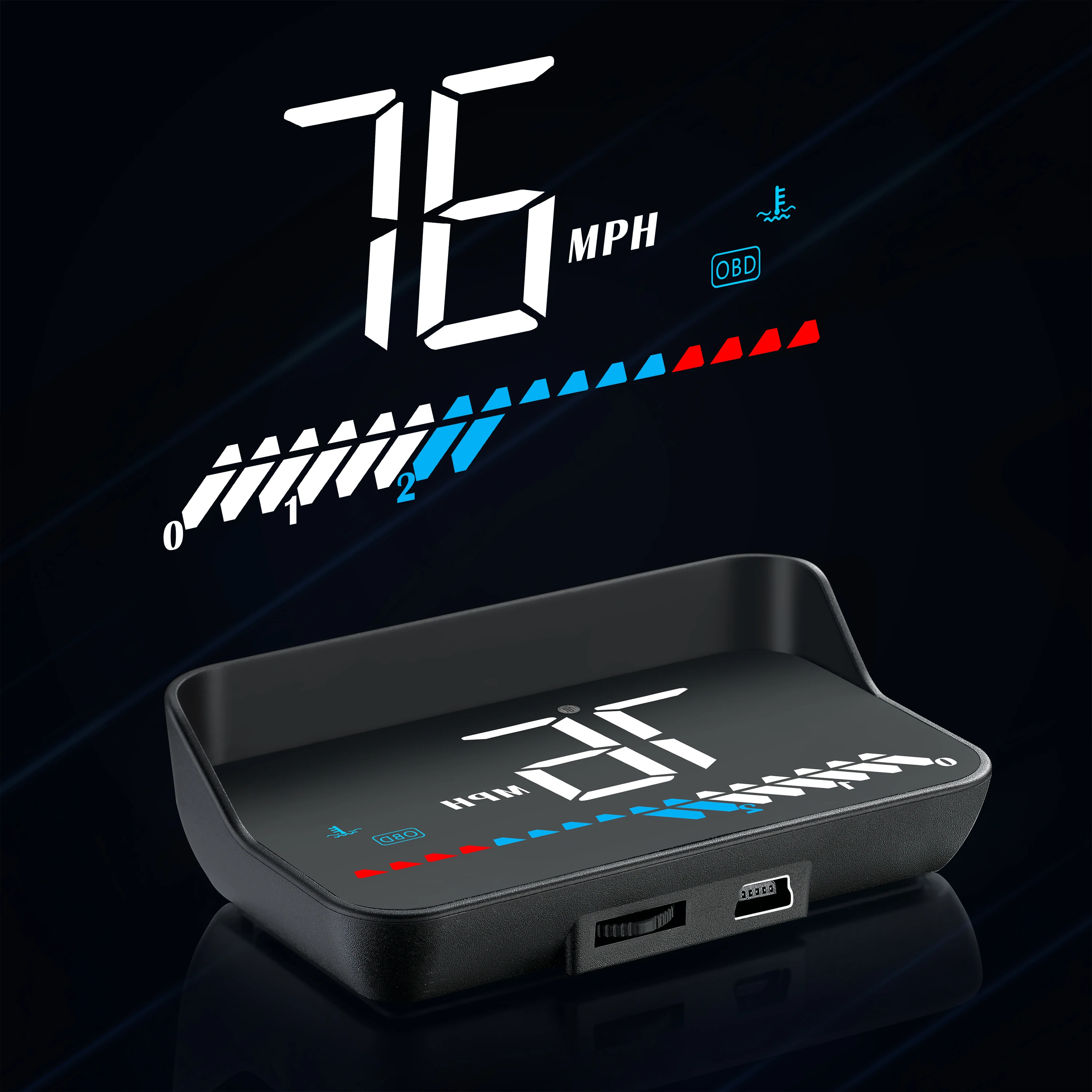 HUD OBD2 GPS para parabrisas – Velocímetro digital RPM voltímetro coche universal - imagen 2