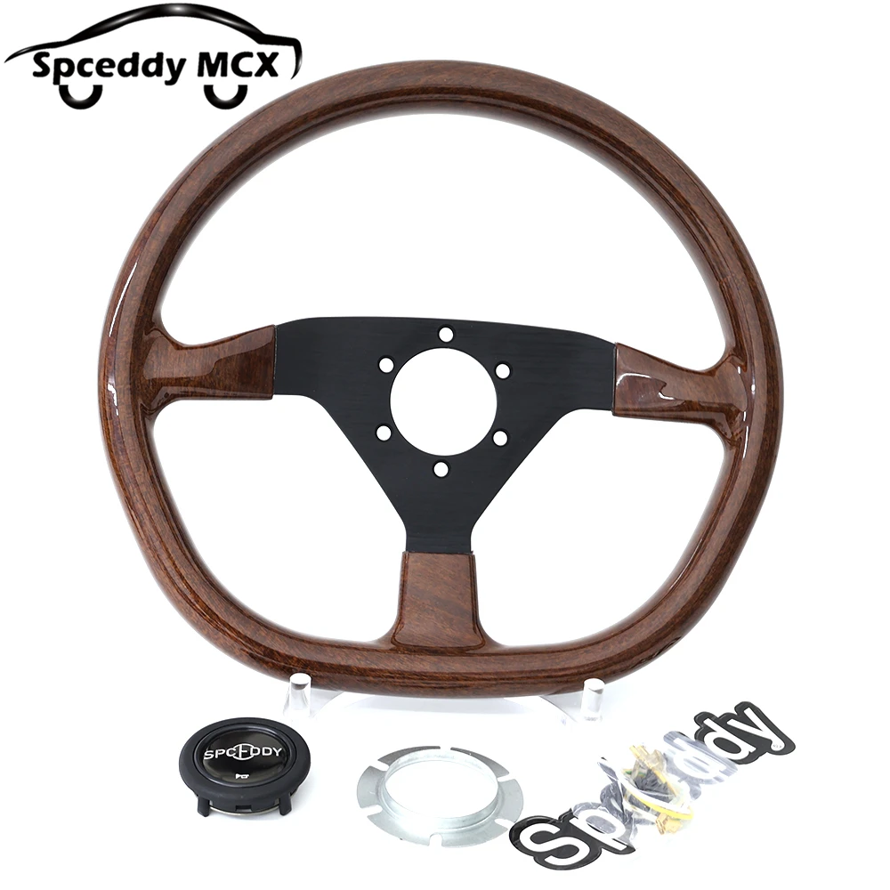 Volante deportivo de madera Spceddy MCX de diseño ovalado