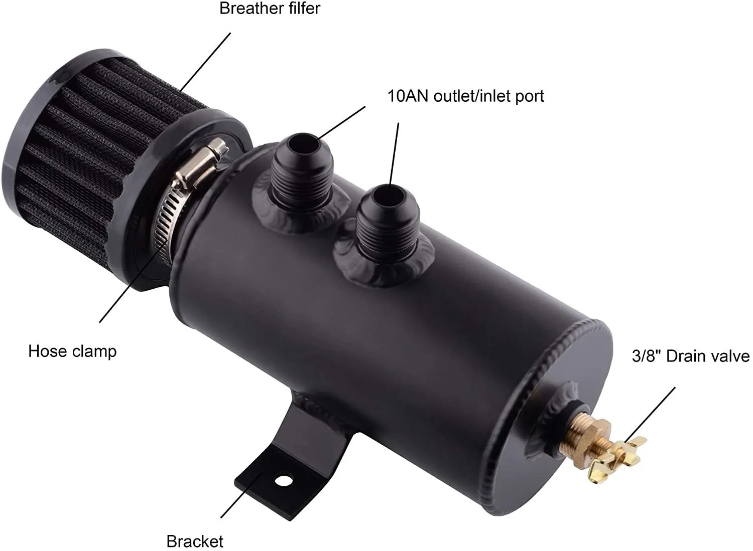 Depósito de combustible universal de aluminio negro con filtro ventilación - imagen 3