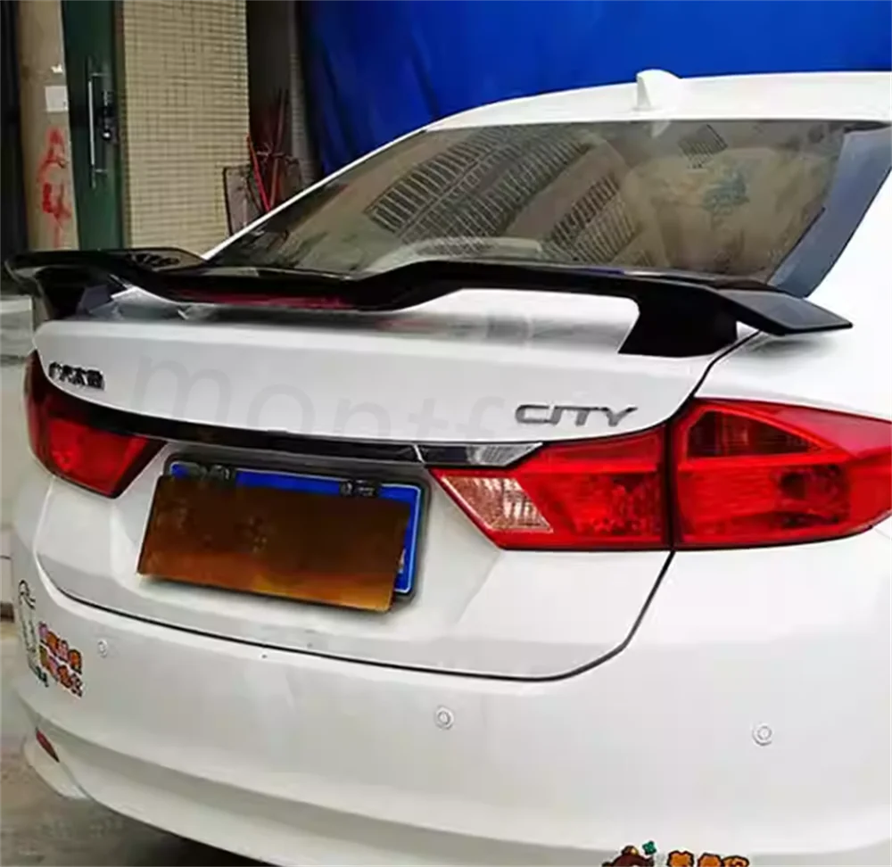 Alerones de coche hechos en ABS de fábrica, alerón de luz de freno trasero negro brillante para Honda City 2014 2015 2016 2017 2018 2019 - imagen 4