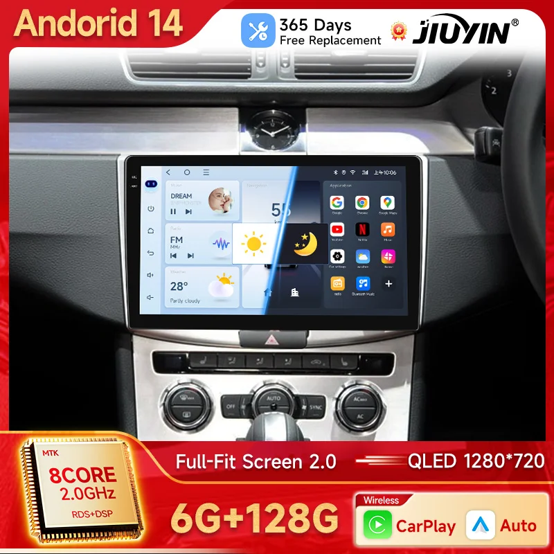 Radio Android 14 para VW Passat B7/B6 con CarPlay y Android Auto