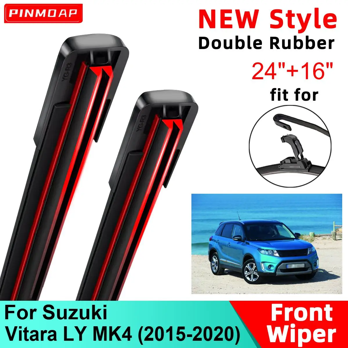 Limpiaparabrisas delanteros para Suzuki Vitara MK4 2015-2020, gancho U