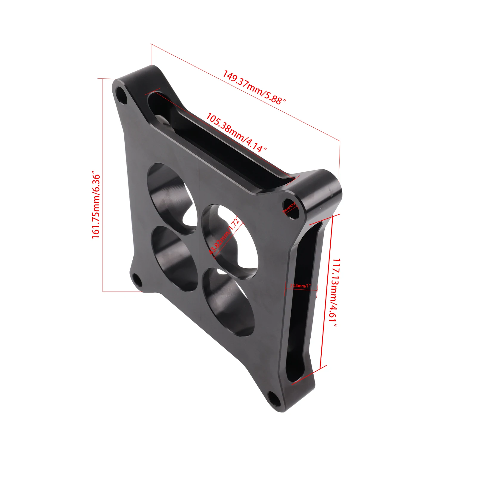 Espaciador de carburador aluminio CNC 1" serie 4150 4 puertos - imagen 2