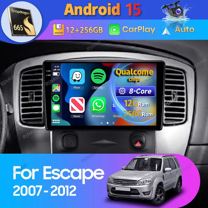 Radio 2Din Android 15 CarPlay y navegador GPS – Ford Escape 2007-2012