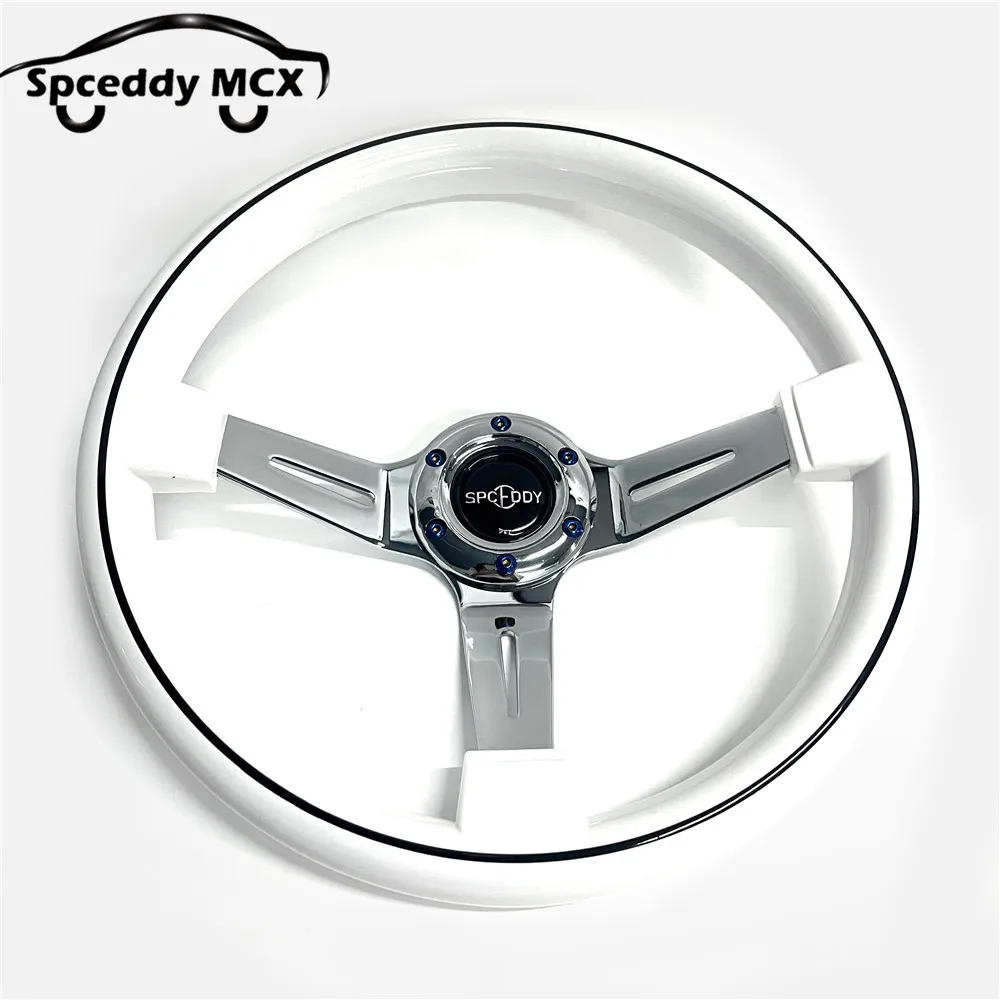 Volante racing Speedway MCX blanco madera 350mm – tuning derivado - imagen 3