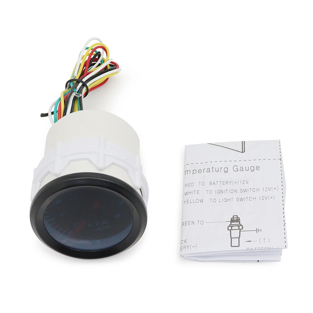 Tacómetro digital 52mm LED blanco 0-8000 RPM - 1 a 8cilindros - imagen 5