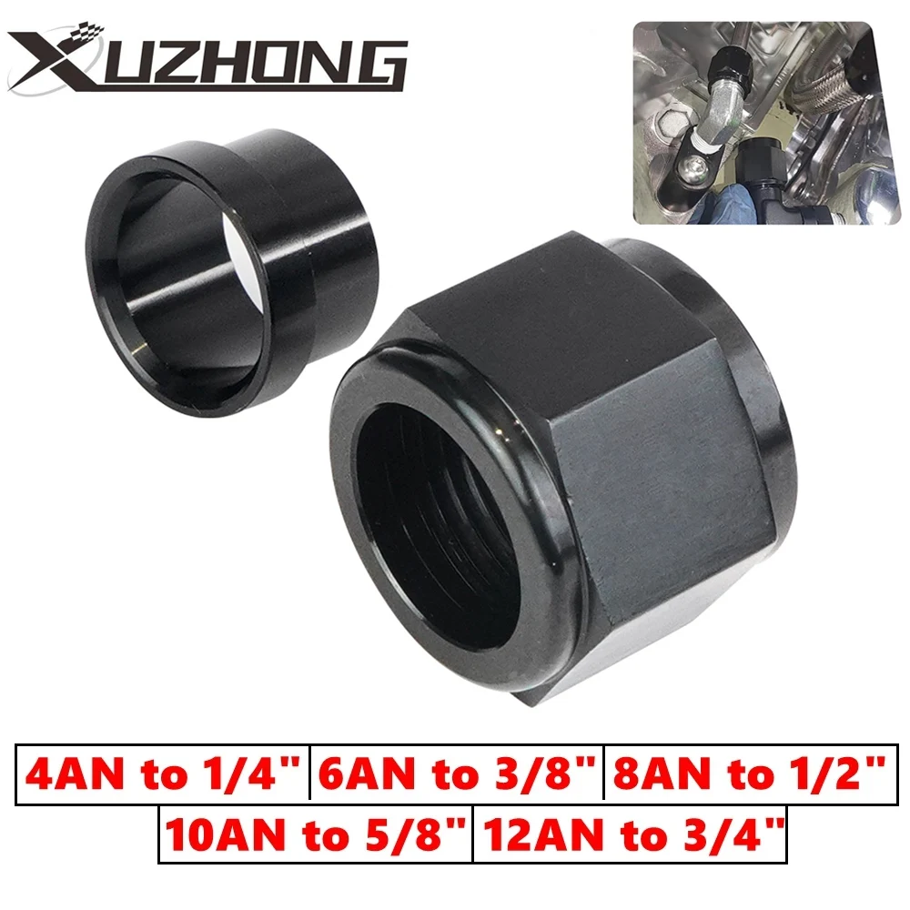 Kit adaptadores AN rectos de aluminio negro para mangueras