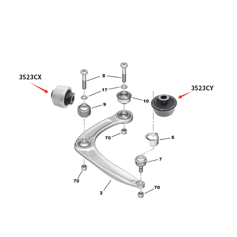 3523CY 3523CX 352391 352392   Original WISHBONE BUSH FR TRIÁNGULO Para Peugeot 3008 T88 408 307 308 CC SW Citroen C4 Picasso DS4 C4L - imagen 3