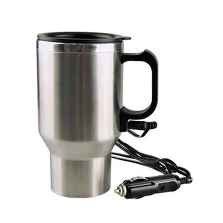 Taza calefactora eléctrica para coche de acero inoxidable de doble pared