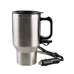 Taza calefactora eléctrica para coche de acero inoxidable de doble pared